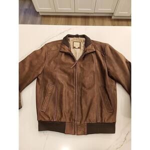 Jos A. Bank Men's Lite Brown Solid Leather Jacket SIZE Medium